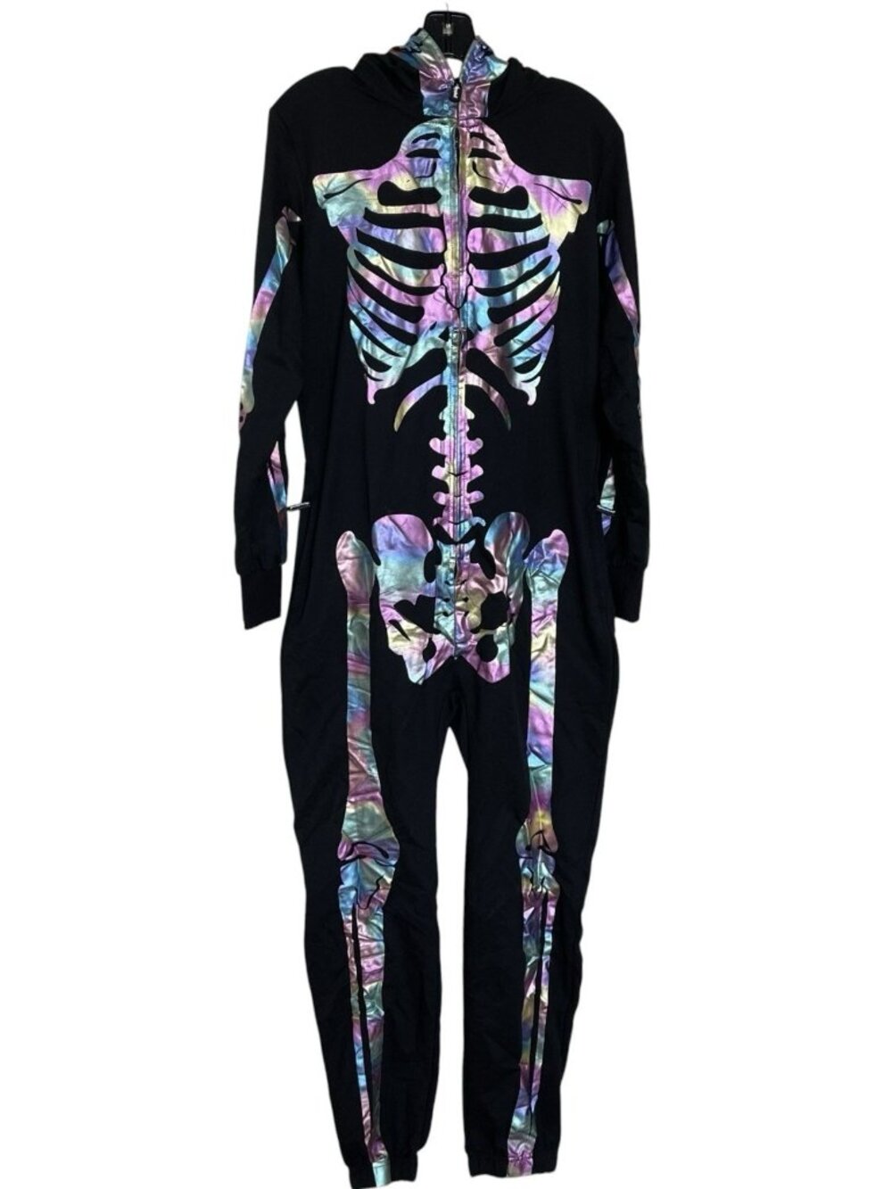Tipsy Elves IRIDESCENT SKELETON Zip Up BODYSUIT Size XS COSTUME HALLOWEEN